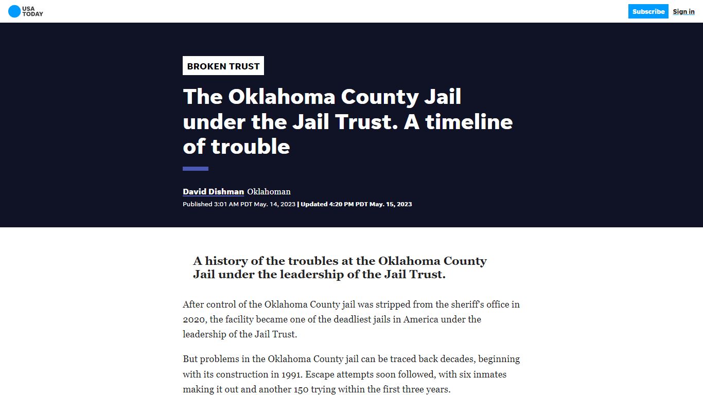 The Oklahoma County Jail's troubled timeline since 2020 - USA TODAY